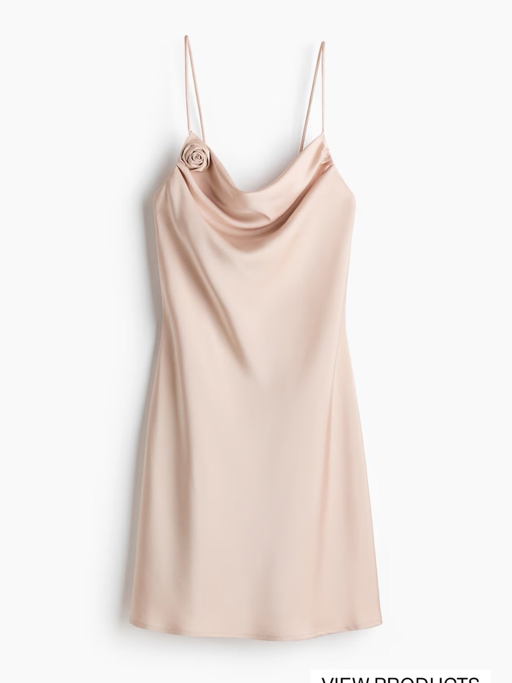 H&M Blush Pink Satin Slip Dress with Rosette Detail
